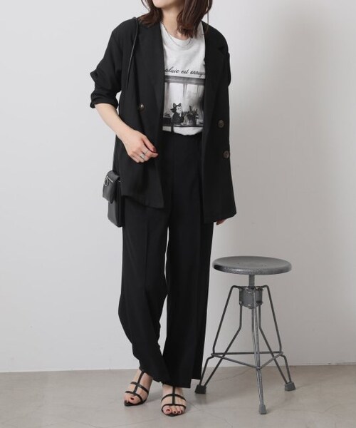 OUTLET(アウトレット)の「ネコイラストビッグTシャツ(トップス・レディース・パープル/オフシロ/オートミール・FREE)」の7枚目の写真
