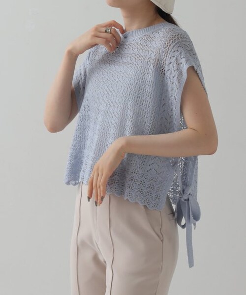 OUTLET(アウトレット)の「サイドリボンベスト×Tシャツ(トップス・レディース・クロ/サックス/ベージュ・FREE)」の16枚目の写真