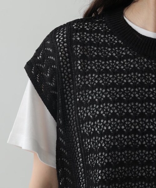 OUTLET(アウトレット)の「サイドリボンベスト×Tシャツ(トップス・レディース・クロ/サックス/ベージュ・FREE)」の11枚目の写真