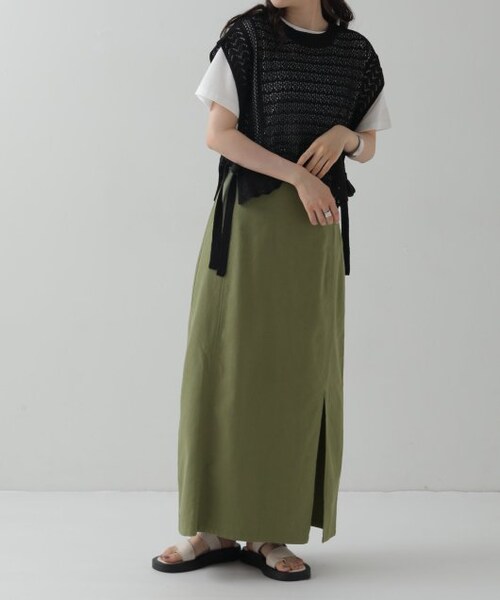 OUTLET(アウトレット)の「サイドリボンベスト×Tシャツ(トップス・レディース・クロ/サックス/ベージュ・FREE)」の6枚目の写真