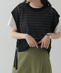 OUTLET（アウトレット）の「サイドリボンベスト×Tシャツ（トップス）」