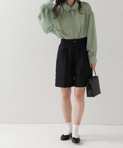 OUTLET(アウトレット)の「タックショートパンツ(パンツ・レディース・クロ/カーキ/パープル/グレージュ・FREE)」の17枚目の写真