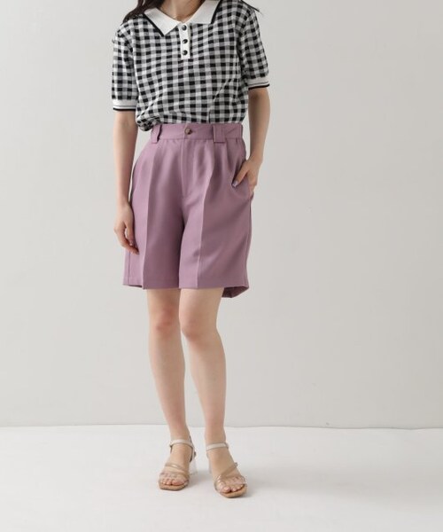 OUTLET(アウトレット)の「タックショートパンツ(パンツ・レディース・クロ/カーキ/パープル/グレージュ・FREE)」の6枚目の写真