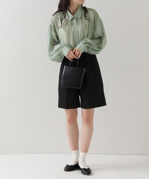 OUTLET(アウトレット)の「タックショートパンツ(パンツ・レディース・クロ/カーキ/パープル/グレージュ・FREE)」の18枚目の写真