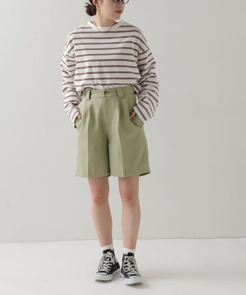 OUTLET(アウトレット)の「タックショートパンツ(パンツ・レディース・クロ/カーキ/パープル/グレージュ・FREE)」の22枚目の写真