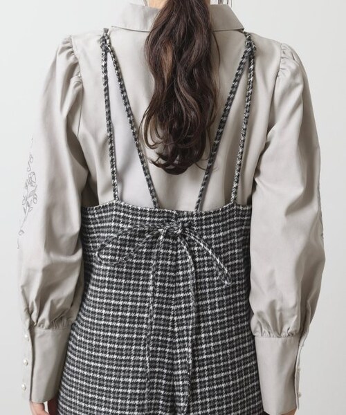 OUTLET(アウトレット)の「起毛チェック柄サロペット(オールインワン・サロペット・レディース・ブラウン/チャコールグレー・FREE)」の7枚目の写真