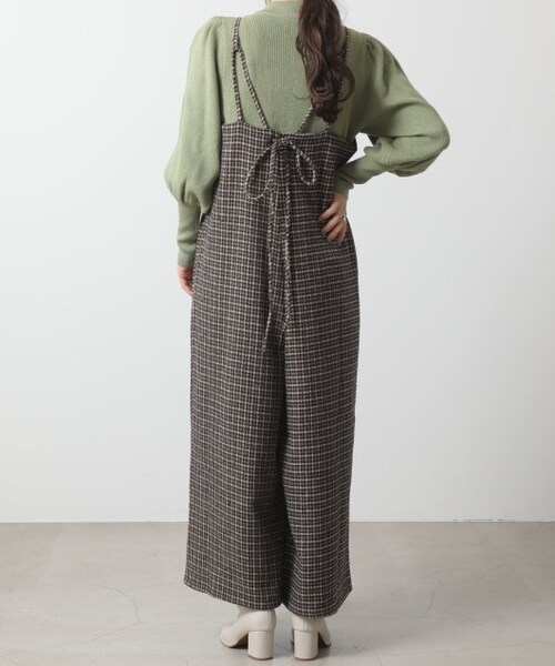 OUTLET(アウトレット)の「起毛チェック柄サロペット(オールインワン・サロペット・レディース・ブラウン/チャコールグレー・FREE)」の14枚目の写真