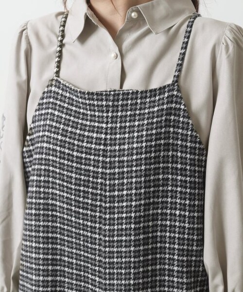 OUTLET(アウトレット)の「起毛チェック柄サロペット(オールインワン・サロペット・レディース・ブラウン/チャコールグレー・FREE)」の9枚目の写真