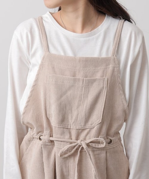 OUTLET(アウトレット)の「コーデュロイサロペット(オールインワン・サロペット・レディース・グリーン/ブラウン/キナリ・FREE)」の11枚目の写真