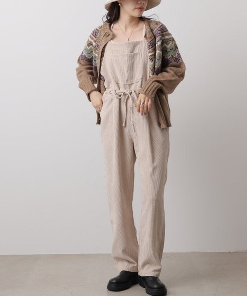 OUTLET(アウトレット)の「コーデュロイサロペット(オールインワン・サロペット・レディース・グリーン/ブラウン/キナリ・FREE)」の3枚目の写真