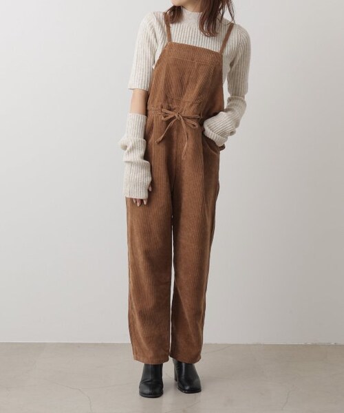 OUTLET(アウトレット)の「コーデュロイサロペット(オールインワン・サロペット・レディース・グリーン/ブラウン/キナリ・FREE)」の2枚目の写真