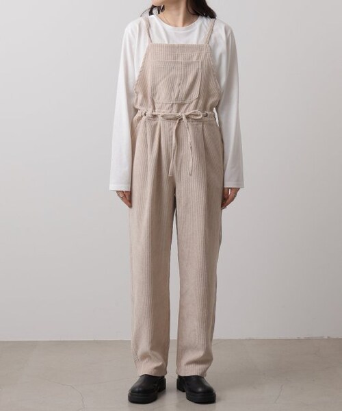 OUTLET(アウトレット)の「コーデュロイサロペット(オールインワン・サロペット・レディース・グリーン/ブラウン/キナリ・FREE)」の6枚目の写真