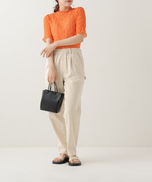 OUTLET(アウトレット)の「ウェーブシアー半袖プルオーバー(トップス・レディース・クロ/グリーン/オレンジ/キナリ・FREE)」の22枚目の写真