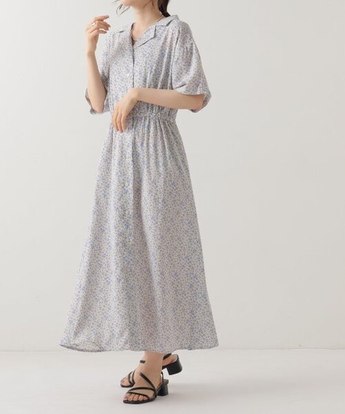 OUTLET（アウトレット）の「開襟シャツワンピース（ワンピース/ドレス・レディース・クロ/カーキ/オレンジ/オフ系/クロ系・FREE）」の4枚目の写真