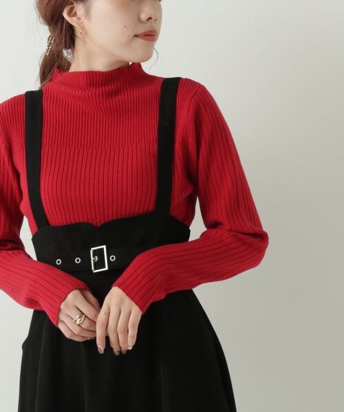 OUTLET(アウトレット)の「3段リブハイネックプルオーバー(トップス・レディース・黒/グリーン/赤/ベージュ/生成・FREE)」の3枚目の写真