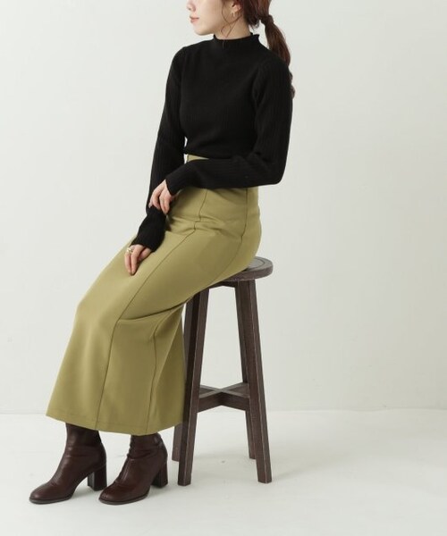 OUTLET(アウトレット)の「3段リブハイネックプルオーバー(トップス・レディース・黒/グリーン/赤/ベージュ/生成・FREE)」の22枚目の写真