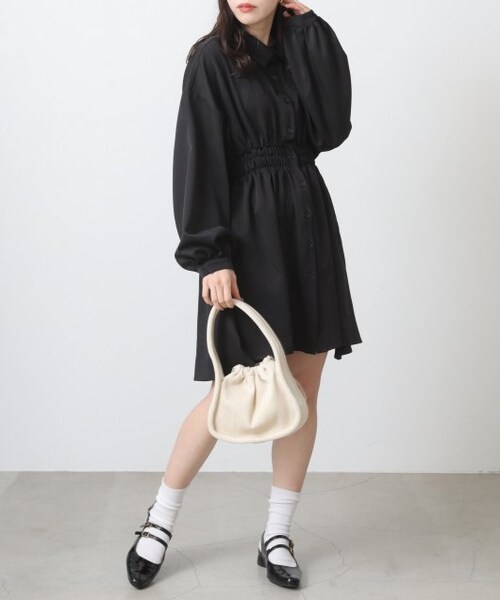 OUTLET（アウトレット）の「ウエストシャーリングミニワンピース（ワンピース/ドレス・レディース・クロ/オフシロ/ブルー系・FREE）」の22枚目の写真