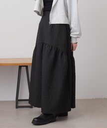 OUTLET（アウトレット）の「ふくれ花柄ジャガードギャザースカート（スカート）」