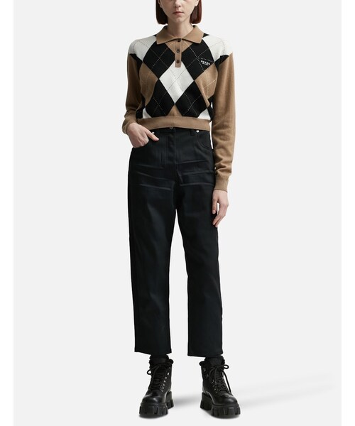 PRADA 上品 セーター コットン 人気 アーガイル Argyle Sweater Prada - Maglieria Cashmere Argyle Sweater | HBX - Globally