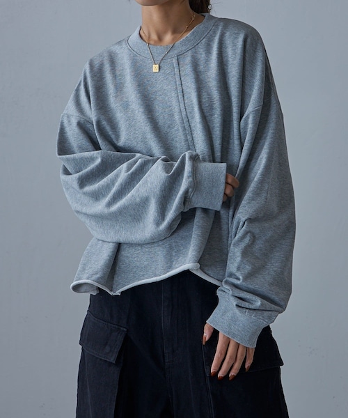 Lui's(ルイス)の「【Neucon / ニューコン】24SS クロップド カットオフスウェット(トップス・メンズ・ブラック/グレー・1/2)」の2枚目の写真