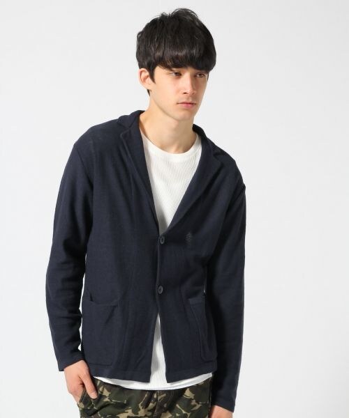 RAGEBLUE（レイジブルー）の「リネンニットテーラードジャケット（ジャケット/アウター・メンズ・グレー/ネイビー・Ｍ/Ｌ）」の5枚目の写真