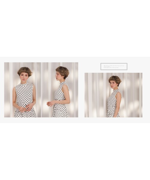 Marjorie（マージョリー）の「赫本點點，復刻小立領彈性無袖上衣（トップス・レディース・點點黑/點點白・F）」の7枚目の写真