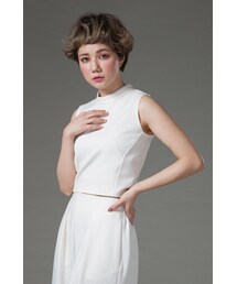 Marjorie | 簡型小時代，小立領修身彈性上衣(トップス)