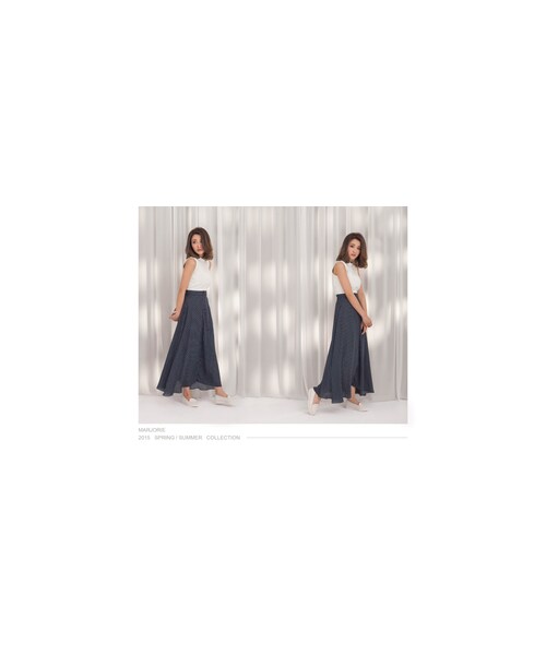 Marjorie（マージョリー）の「渡假氛圍，異國風雪紡褲裙（スカート・レディース・白/深藍/黑・F）」の3枚目の写真