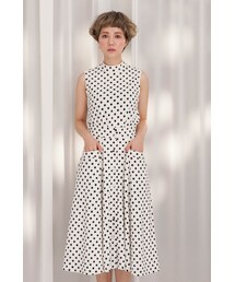 Marjorie | 赫本點點，黑白圓點寬圓裙(スカート)