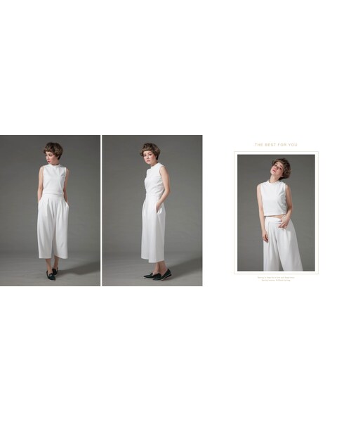 Marjorie（マージョリー）の「簡型小時代，黑白彈性極簡寬褲（パンツ・レディース・白/黑・F）」の4枚目の写真