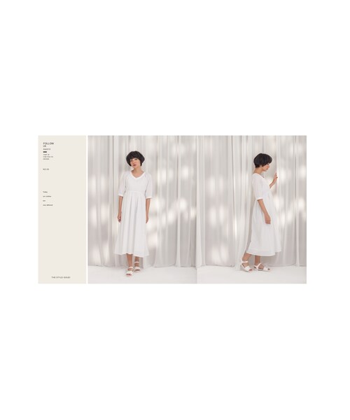 Marjorie(マージョリー)の「田園清新,大V領復古小碎花古著長洋(ワンピース/ドレス・レディース・白/淺灰・F)」の6枚目の写真