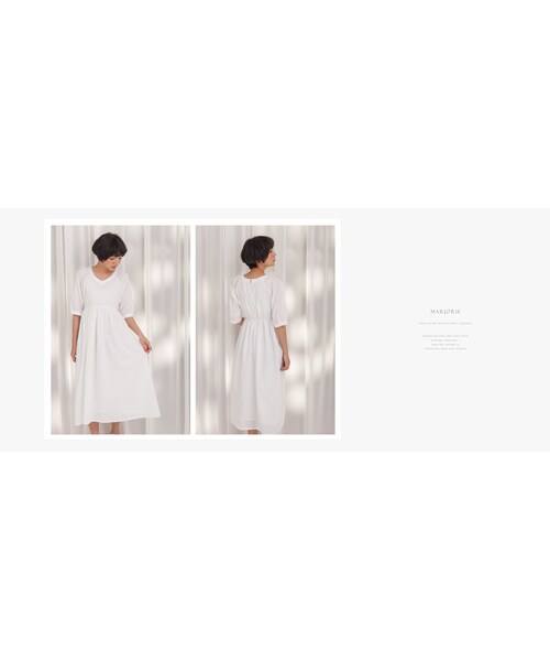 Marjorie(マージョリー)の「田園清新,大V領復古小碎花古著長洋(ワンピース/ドレス・レディース・白/淺灰・F)」の5枚目の写真