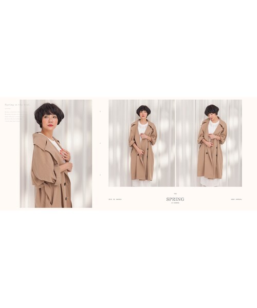 Marjorie（マージョリー）の「女明星氣場，蜜桃絲高質感風衣外套（ジャケット/アウター・レディース・杏/墨綠・F）」の2枚目の写真