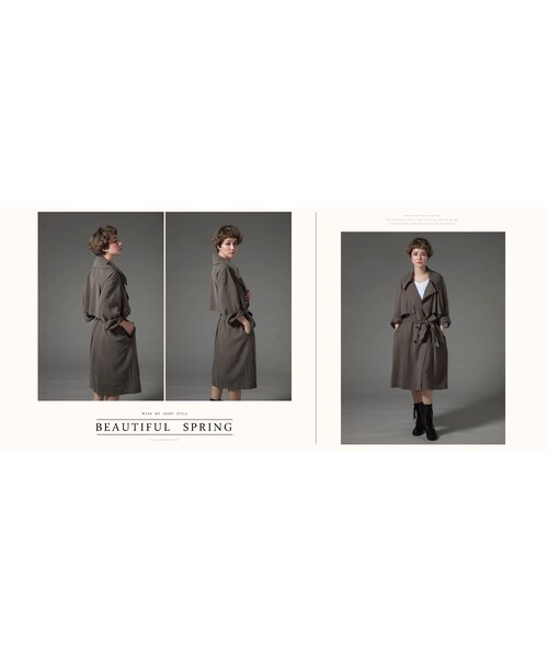 Marjorie（マージョリー）の「女明星氣場，蜜桃絲高質感風衣外套（ジャケット/アウター・レディース・杏/墨綠・F）」の7枚目の写真