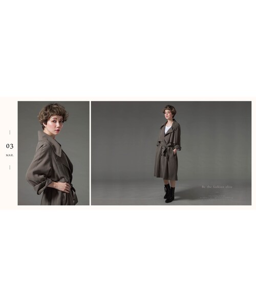 Marjorie（マージョリー）の「女明星氣場，蜜桃絲高質感風衣外套（ジャケット/アウター・レディース・杏/墨綠・F）」の6枚目の写真