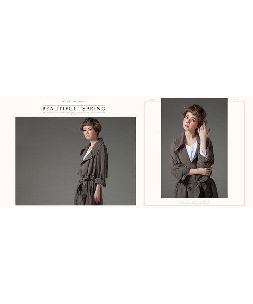 Marjorie（マージョリー）の「女明星氣場，蜜桃絲高質感風衣外套（ジャケット/アウター・レディース・杏/墨綠・F）」の5枚目の写真