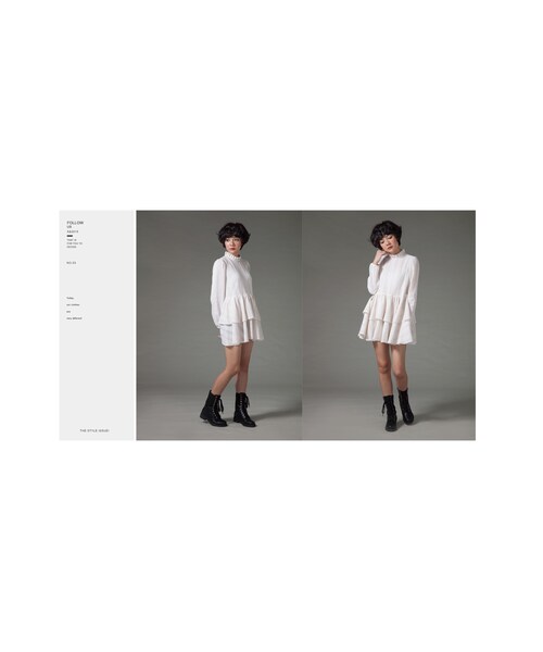 Marjorie（マージョリー）の「西洋古董感，法式荷葉領蛋糕洋裝（ワンピース/ドレス・レディース・白/黑/米白/彩色粉點/灰底白花・F）」の5枚目の写真