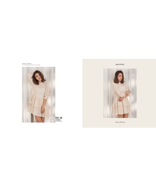 Marjorie（マージョリー）の「西洋古董感，法式荷葉領蛋糕洋裝（ワンピース/ドレス・レディース・白/黑/米白/彩色粉點/灰底白花・F）」の11枚目の写真