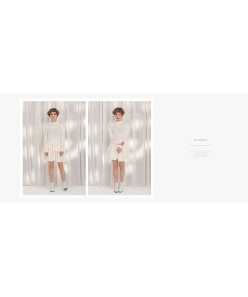 Marjorie（マージョリー）の「西洋古董感，法式荷葉領蛋糕洋裝（ワンピース/ドレス・レディース・白/黑/米白/彩色粉點/灰底白花・F）」の9枚目の写真