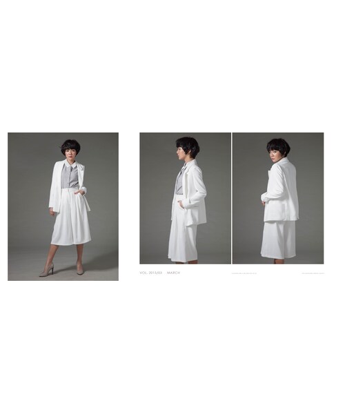 Marjorie（マージョリー）の「套裝公式，復古時髦雪紡西裝外套（ジャケット/アウター・レディース・白/深藍・F）」の3枚目の写真