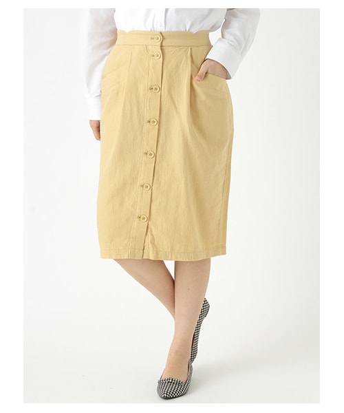 ehka sopo（エヘカソポ）の「前釦タイトスカート（スカート・レディース・アイボリー/イエロー/グリーン・M）」の3枚目の写真