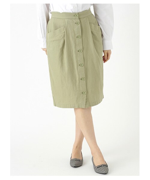 ehka sopo（エヘカソポ）の「前釦タイトスカート（スカート・レディース・アイボリー/イエロー/グリーン・M）」の2枚目の写真