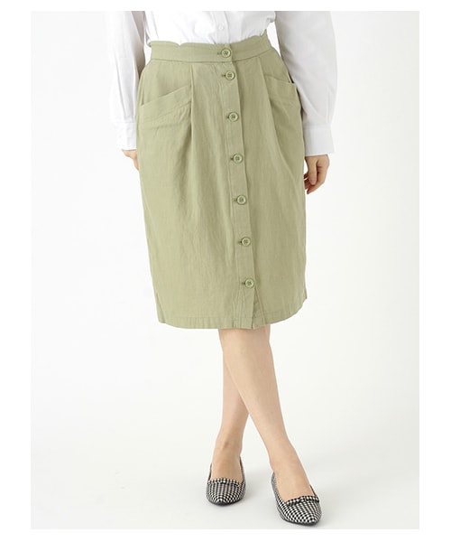 ehka sopo（エヘカソポ）の「前釦タイトスカート（スカート・レディース・アイボリー/イエロー/グリーン・M）」の4枚目の写真