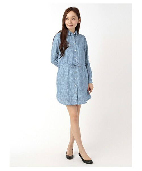 Sevendays Sunday セブンデイズサンデイ の 花柄抜染プリント デニム 長袖シャツワンピース ワンピース ドレス Wear