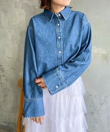 LOWRYS FARM（ローリーズファーム）の「デニムショートシャツ（トップス）」
