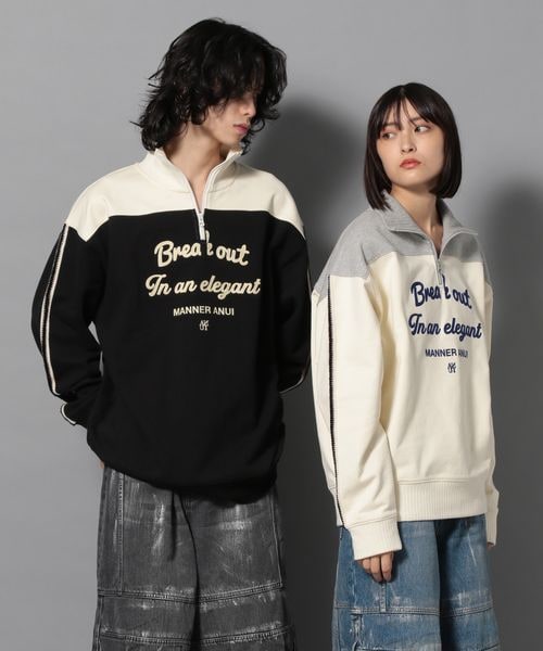 PAGEBOY（ページボーイ）の「Anui/ハーフZIPバイカラースウェット