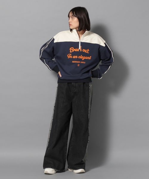 あおいページ YOKO ISHIBASHI】パイピングアクセントフィッシュネットプルオーバー