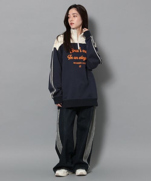 PAGEBOY（ページボーイ）の「Anui/ハーフZIPバイカラースウェット