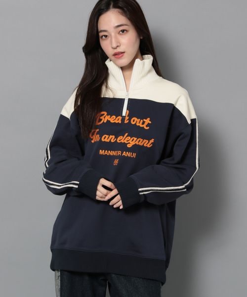 PAGEBOY（ページボーイ）の「Anui/ハーフZIPバイカラースウェット