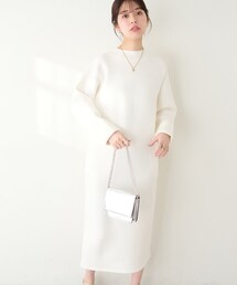 natural couture（ナチュラルクチュール）の「ボトルネックハーフZIPダンボールワンピース（ワンピース/ドレス・レディース）」